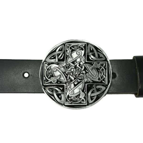 Belt Buckle The Celtic Cross + Swans with belt