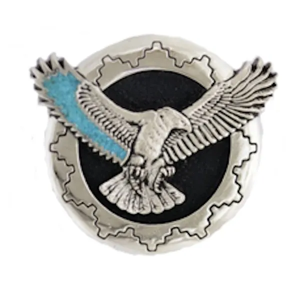 Gürtelschnalle versilberter Adler im Flug