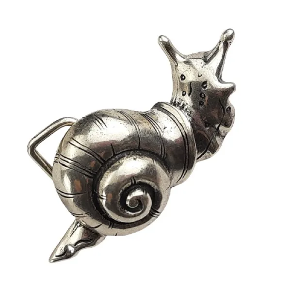Design Gürtelschnalle Schnecke 3D versilbert