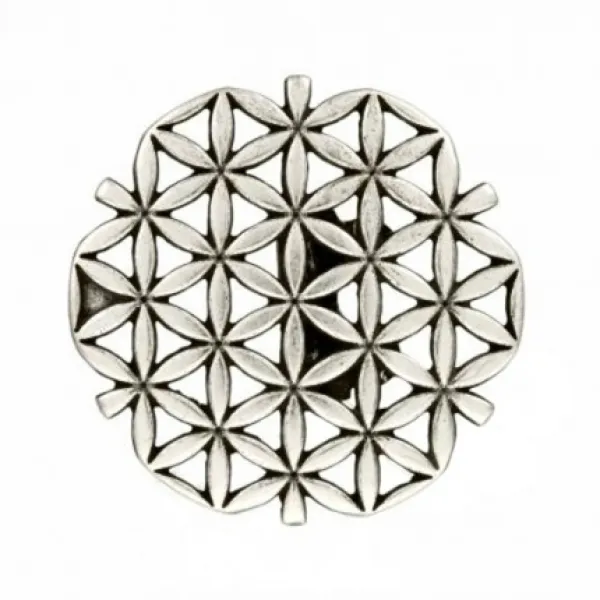 Design-Gürtelschnalle Blume des Lebens Silber von Umjubelt