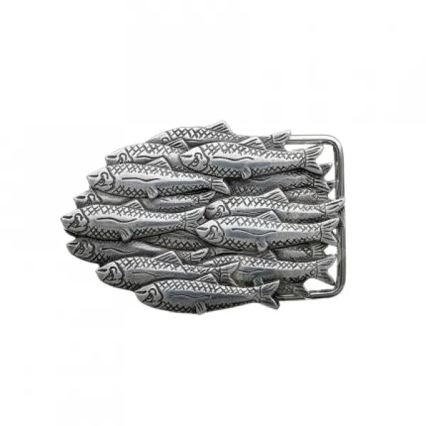Design Belt Buckle Fish school silver by Umjubelt