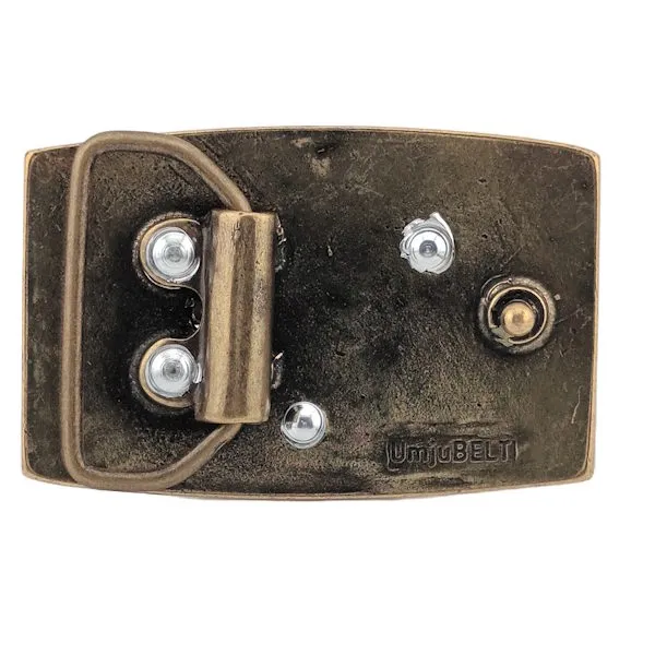 Design Belt Buckle Red Deer silver + gold - back