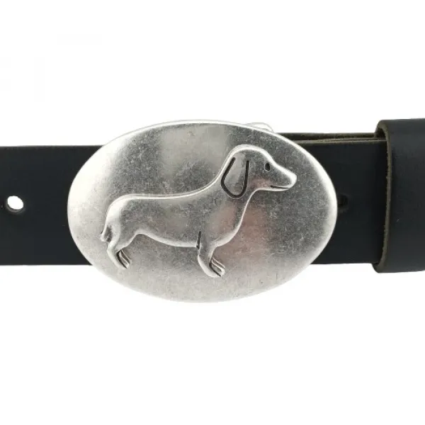 Design Belt Buckle Dachshund silver from Umjubelt - with belt