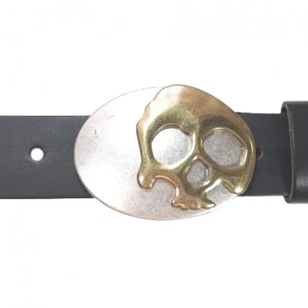 Design-Gürtelschnalle Ovaler Schädel mit Gürtel