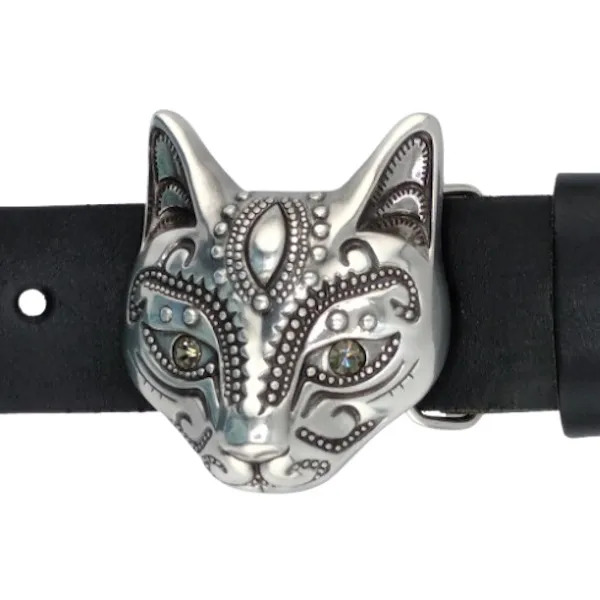 Design-Gürtelschnalle "Funkelnde Katze" von Umjubelt - am Gürtel