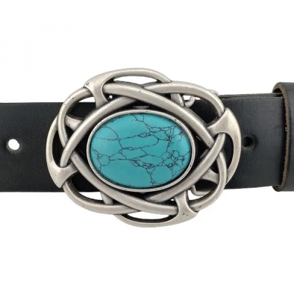 Design Belt Buckle Moorland silver turquoise from Umjubelt - at belt