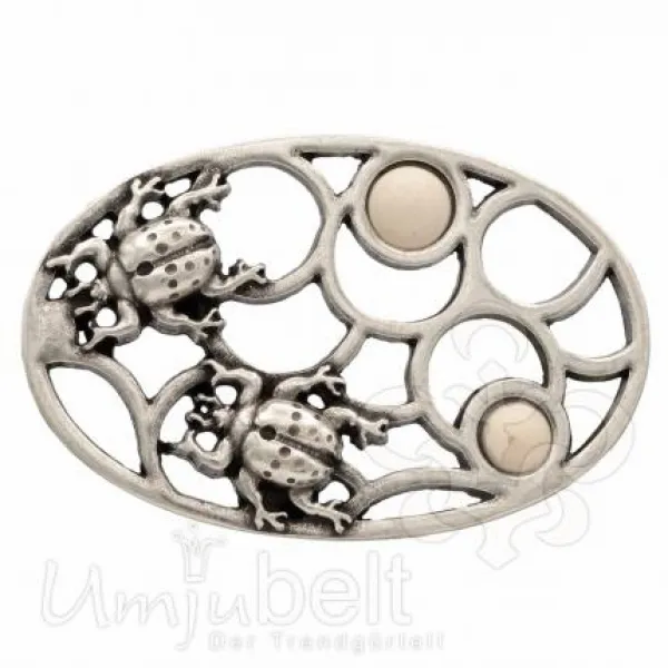 Design Gürtelschnalle Skarab silber creme von Umjubelt