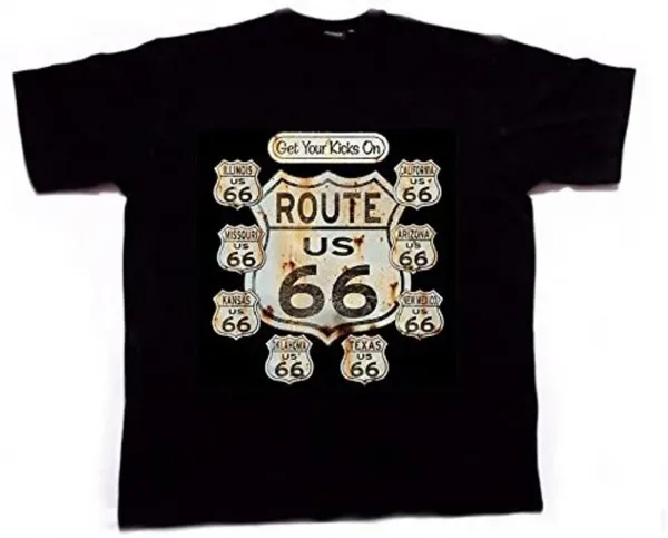 T-Shirt, black with imprint: Route 66 Street Sign