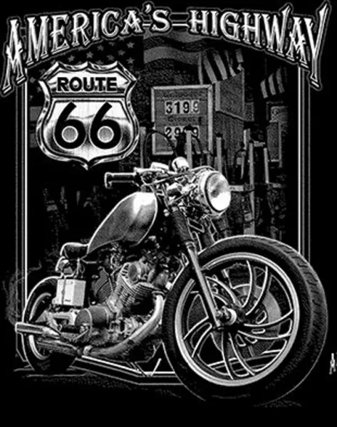T Shirt Route 66 Bike Buckle