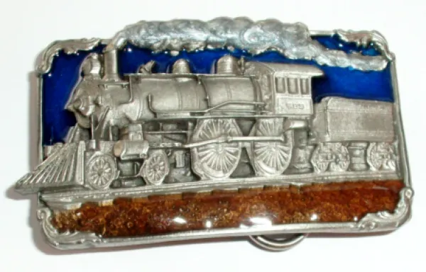 Gürtelschnalle Dampflokomotive + Schlepptender