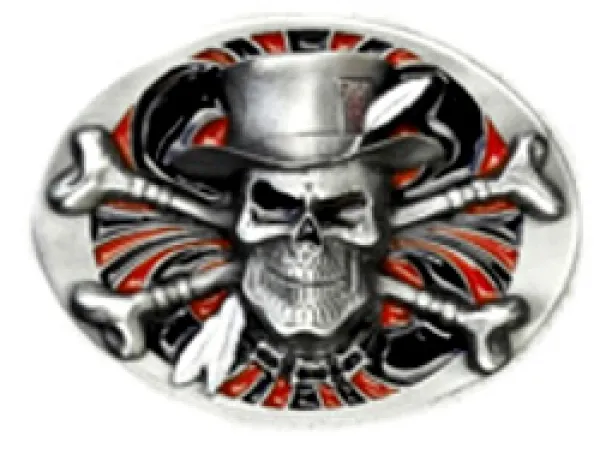 Belt Buckle Undertaker - skull with top hat