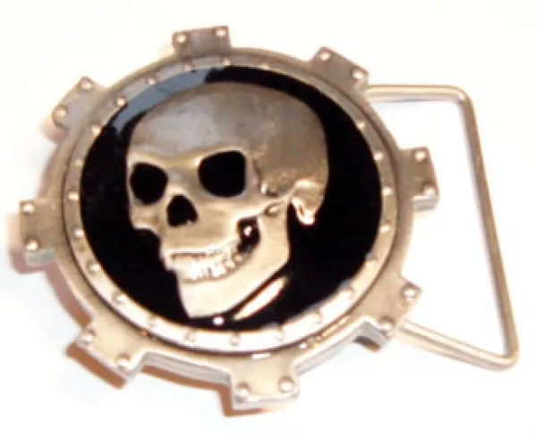 Gürtelschnalle Totenkopf + Zahnrad