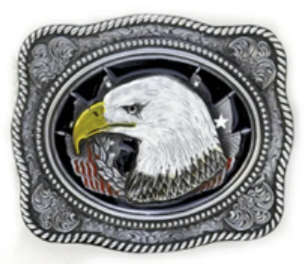 Gürtelschnalle Adlerkopf + US-Flaggen
