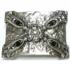 Design Belt Buckle Rose Blossom, Made in Italy, nickel-free, antique silver, with rhinestone, for belts up to 4 cm wide