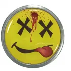 Gürtelschnalle Dead Smiley, Zinnguss, nickelfrei, Farben: silber + gelb + rot + schwarz, für Gürtel bis 40 mm Breite