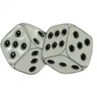 Gürtelschnalle Zwei Spielwürfel - Würfelpaar, Zinnguss, nickelfrei, Farbe: weiß + schwarz, für Gürtel bis 40mm Breite