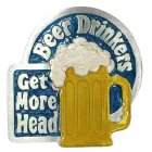 Belt Buckle Beer Drinkers, with beer mug, silver + white + yellow + blue