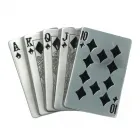 Gürtelschnalle Royal Flush, Spielkarten, Ass + König + Dame + Bube + Zehn, in silber + schwarz