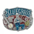 Belt Buckle Bluegrass, Music USA, man + violin, pewter casting, nickel-free, multicolored, for belts up to 40 mm wide