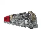 Belt Buckle Steam Locomotive with tender, silver + red