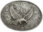 Gürtelschnalle Fliegender Adler + Verzierungen, Zinnguss, nickelfrei, oval, 10,5 x 7,5 cm, für Gürtel bis 40 mm Breite
