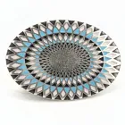 Design Gürtelschnalle Hopi rosa türkis, von Umjubelt, Top Fashion Style, nickel-frei, oval, für Gürtel bis 4 cm Breite