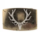 Design Belt Buckle Red Deer silver + gold by Umjubelt, unisex, nickel-free, rectangular, for belts up to 4 cm wide