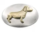 Design Gürtelschnalle Dachshund gold von Umjubelt, Dackel, Hund, unisex, nickelfrei, oval, für Gürtel bis 4 cm Breite