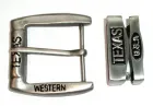 Thorn Buckle Set Texas Western in matt finish, silver + black | Classic belt buckle with pin