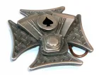 Belt Buckle Chopper Cross V-Twin | Iron Cross, cast pewter, nickel-free, silver + black, for belts up to 40 mm wide