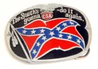 Belt Buckle CSA: The South's gonna do it again, southern states flag, colors: silver + black + red + blue